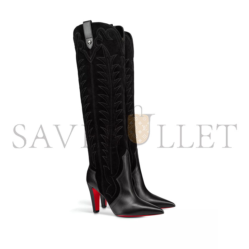 CHRISTIAN LOUBOUTIN SANITA BOTTA 85 LEATHER AND SUEDE BOOTS 